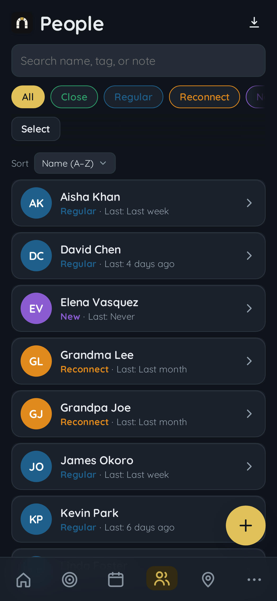 contact list on app